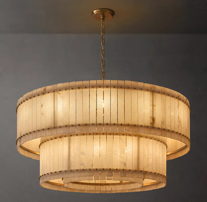 San Marco Alabaster Two-Tier Round Chandelier 60 inch