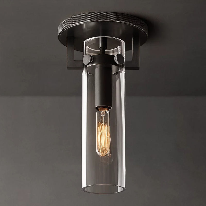 Machinist Glass Cylinder Flushmount