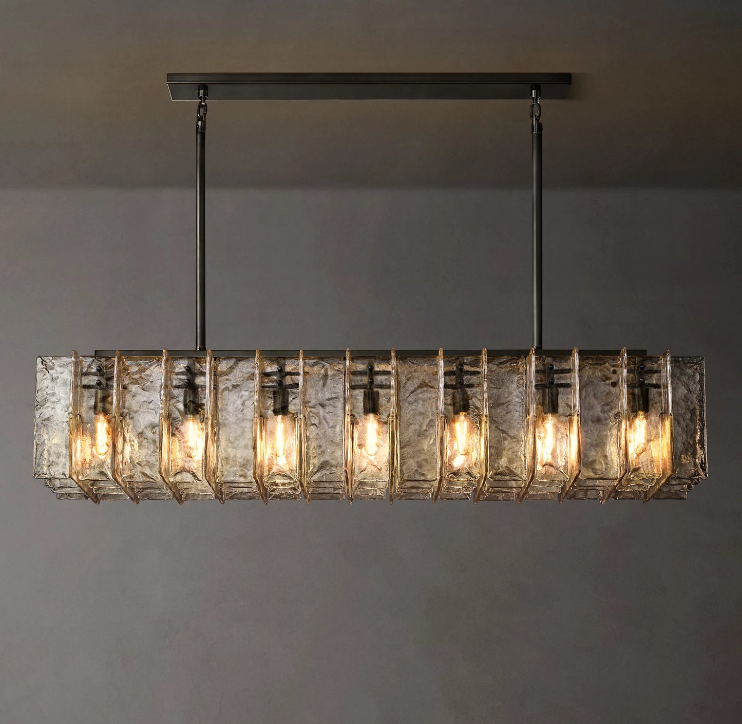 Lattice Clear Glass Rectangular Chandelier 67 inch