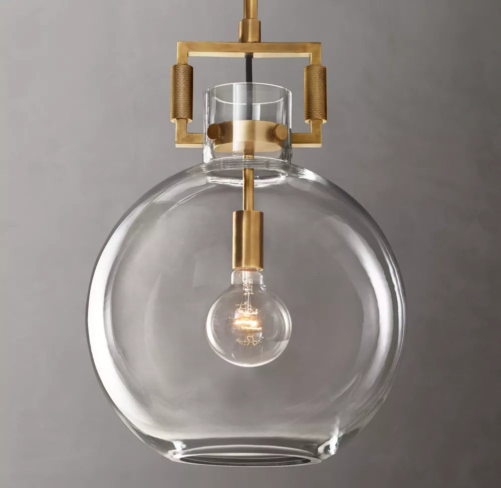 Machinist Glass Globe Pendant 10 inch