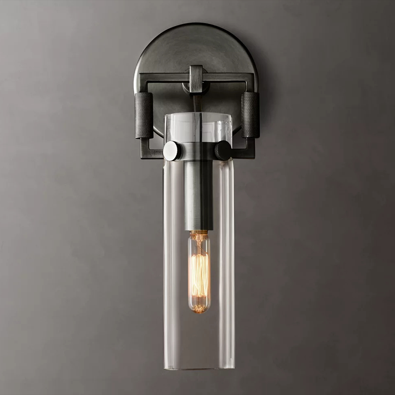 Machinist Glass Cylinder Sconce