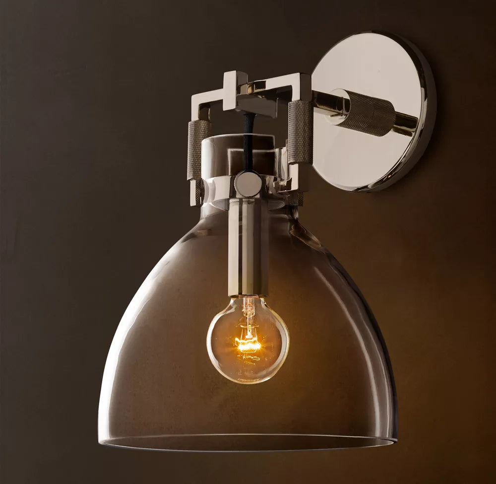 Machinist Glass Cloche Sconce 10 inch