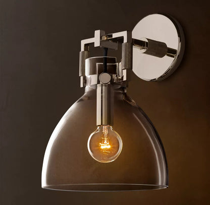 Machinist Glass Cloche Sconce 10 inch