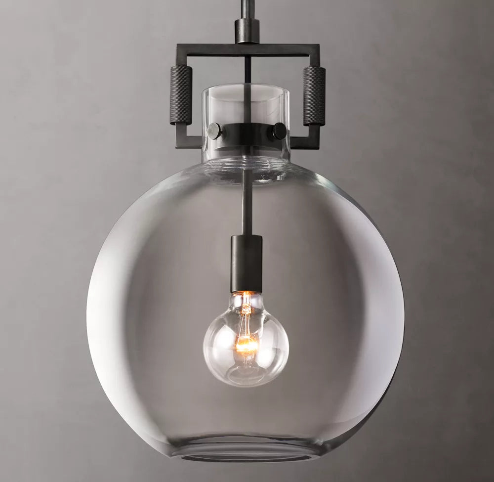 Machinist Glass Globe Pendant 10 inch