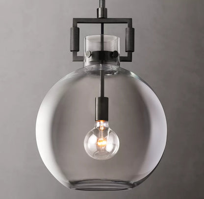 Machinist Glass Globe Pendant 10 inch