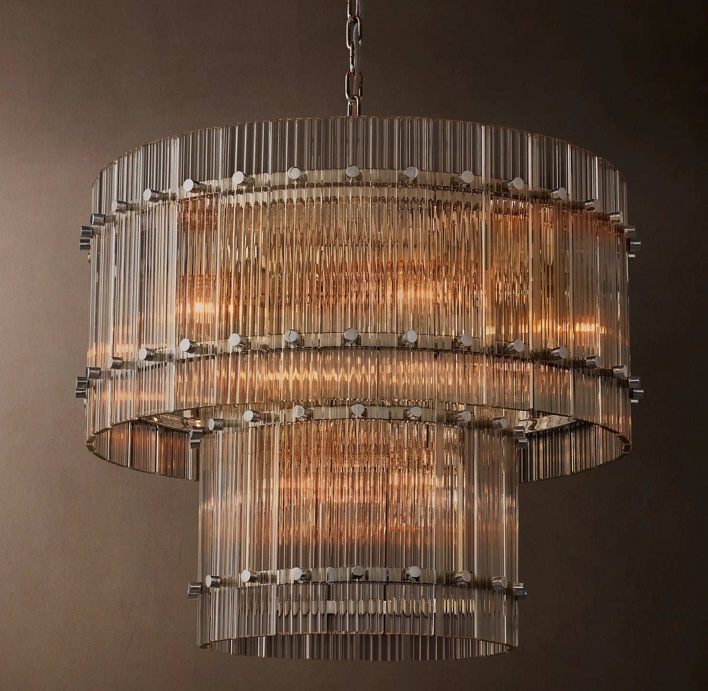 San Marco Glass Two-Tier Round Chandelier 48 inch