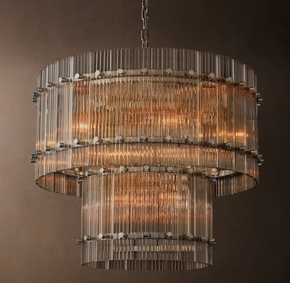 San Marco Glass Two-Tier Round Chandelier 48 inch