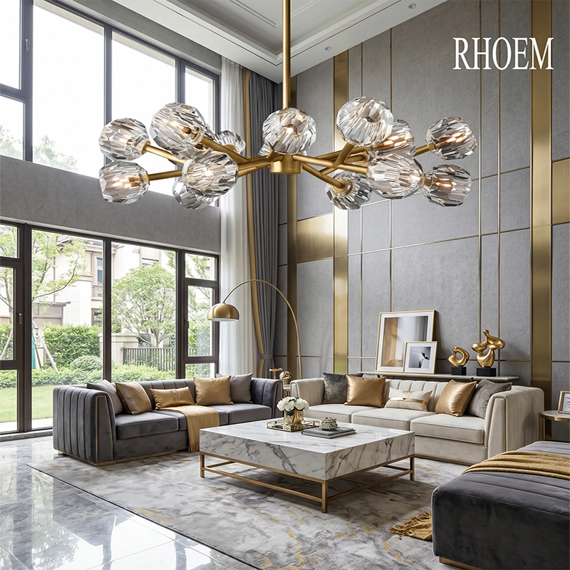 Crystal Ball Clear Glass Round Chandelier 60 inch