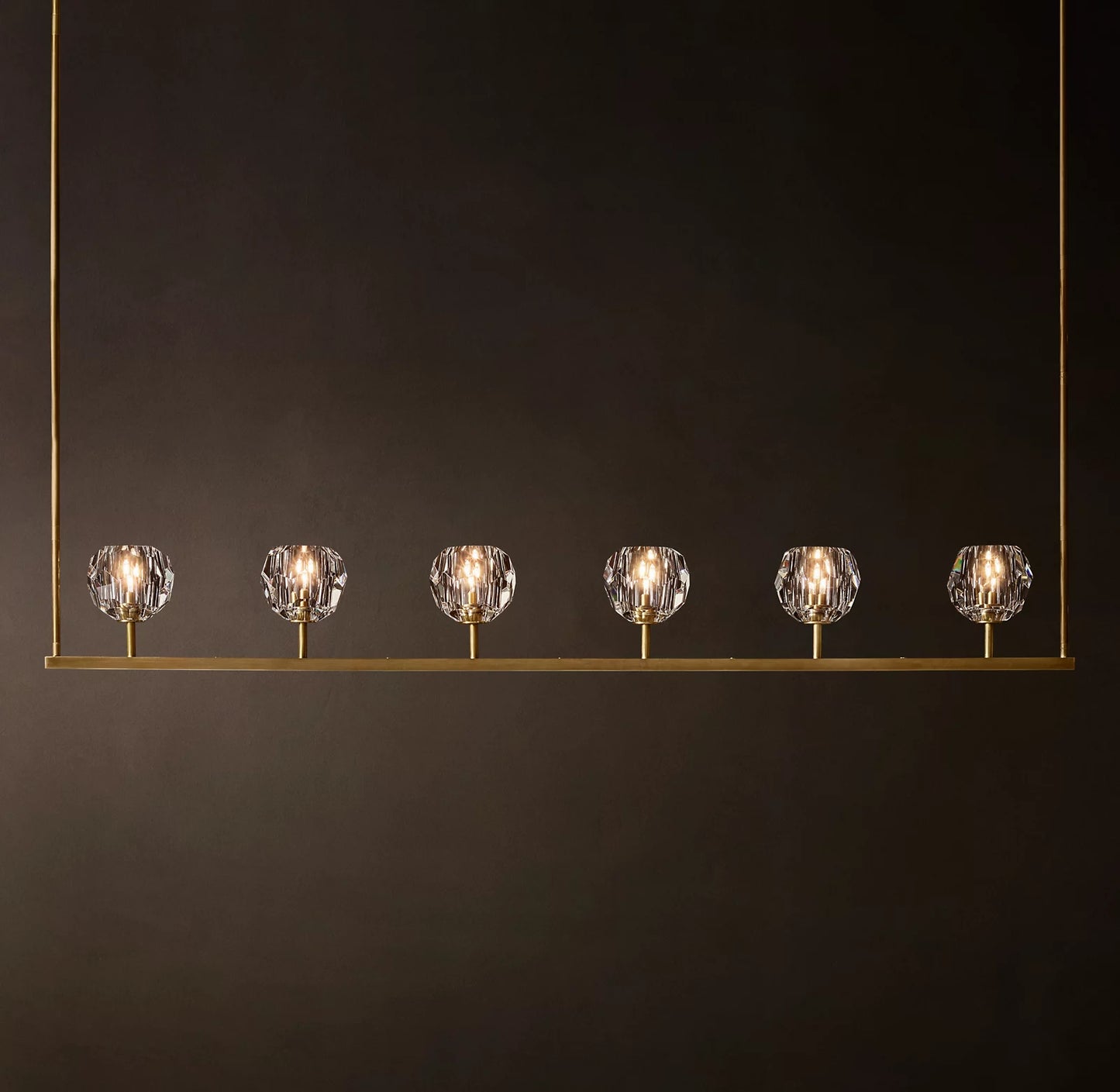 Crystal Ball Clear Glass Linear Chandelier 48 inch