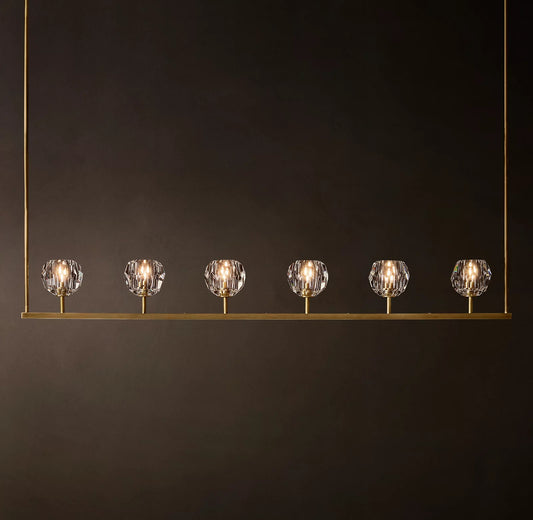 Crystal Ball Clear Glass Linear Chandelier 60 inch