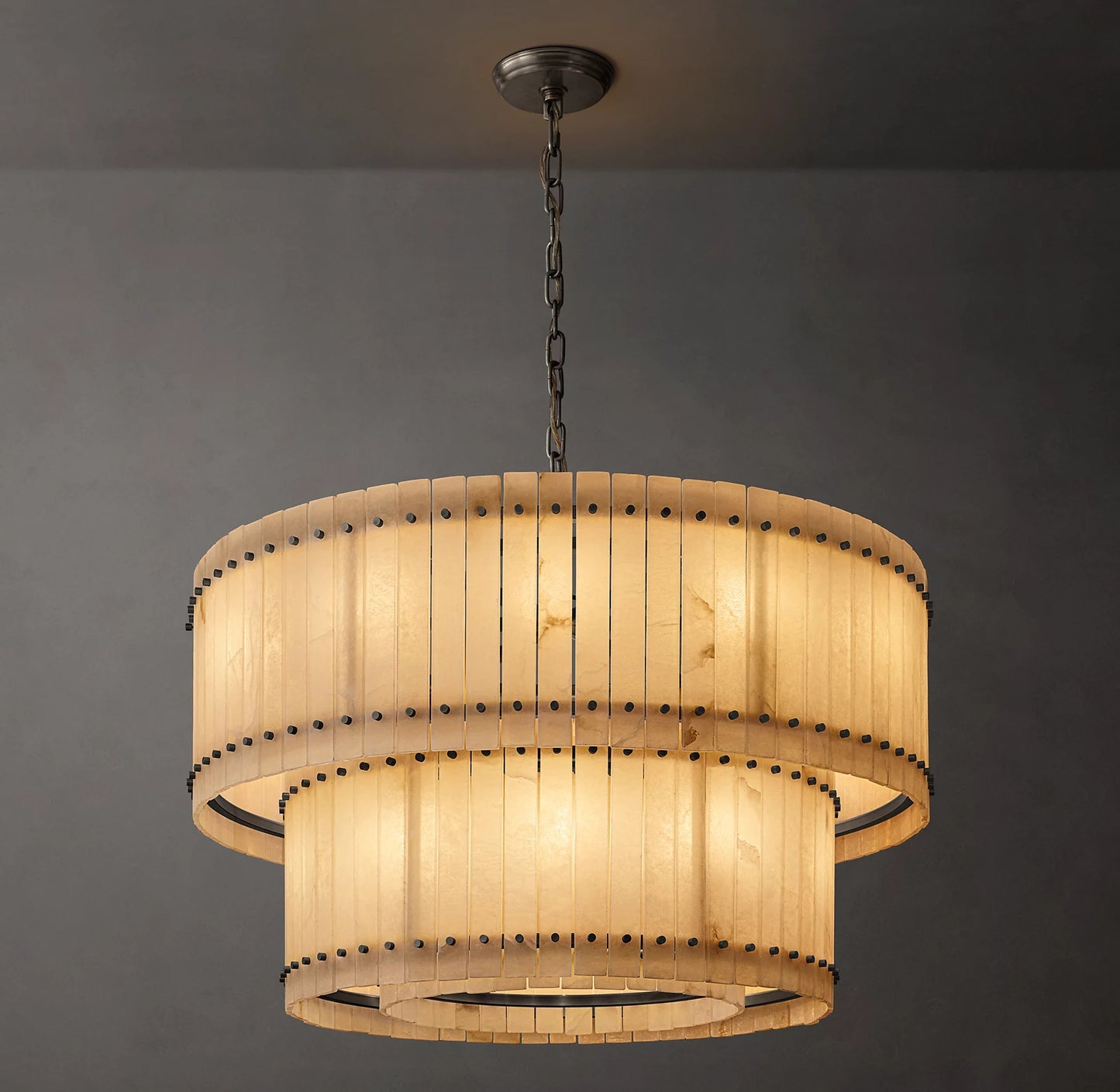 San Marco Alabaster Two-Tier Round Chandelier 60 inch