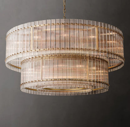 San Marco Glass Two-Tier Round Chandelier 48 inch