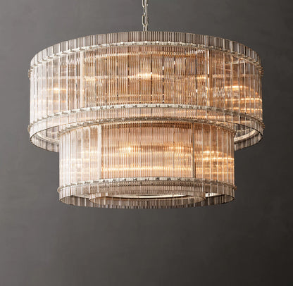 San Marco Glass Two-Tier Round Chandelier 48 inch