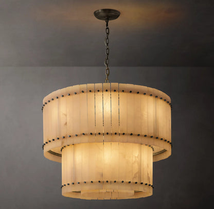 San Marco Alabaster Two-Tier Round Chandelier 60 inch