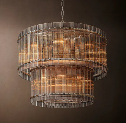 San Marco Glass Two-Tier Round Chandelier 48 inch