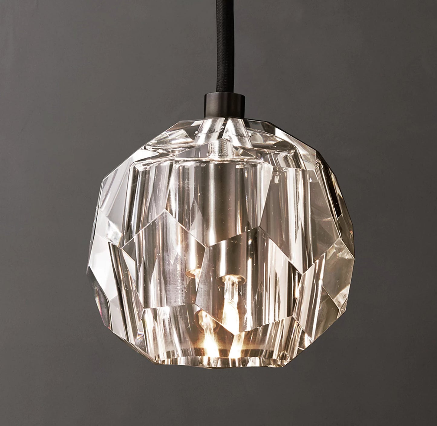 Crystal Ball Clear Glass Cord Pendant 5 inch