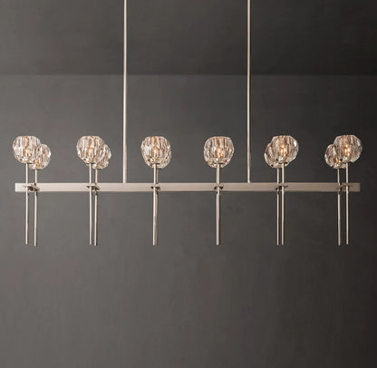 Crystal Ball Clear Glass Double Linear Chandelier 60 inch