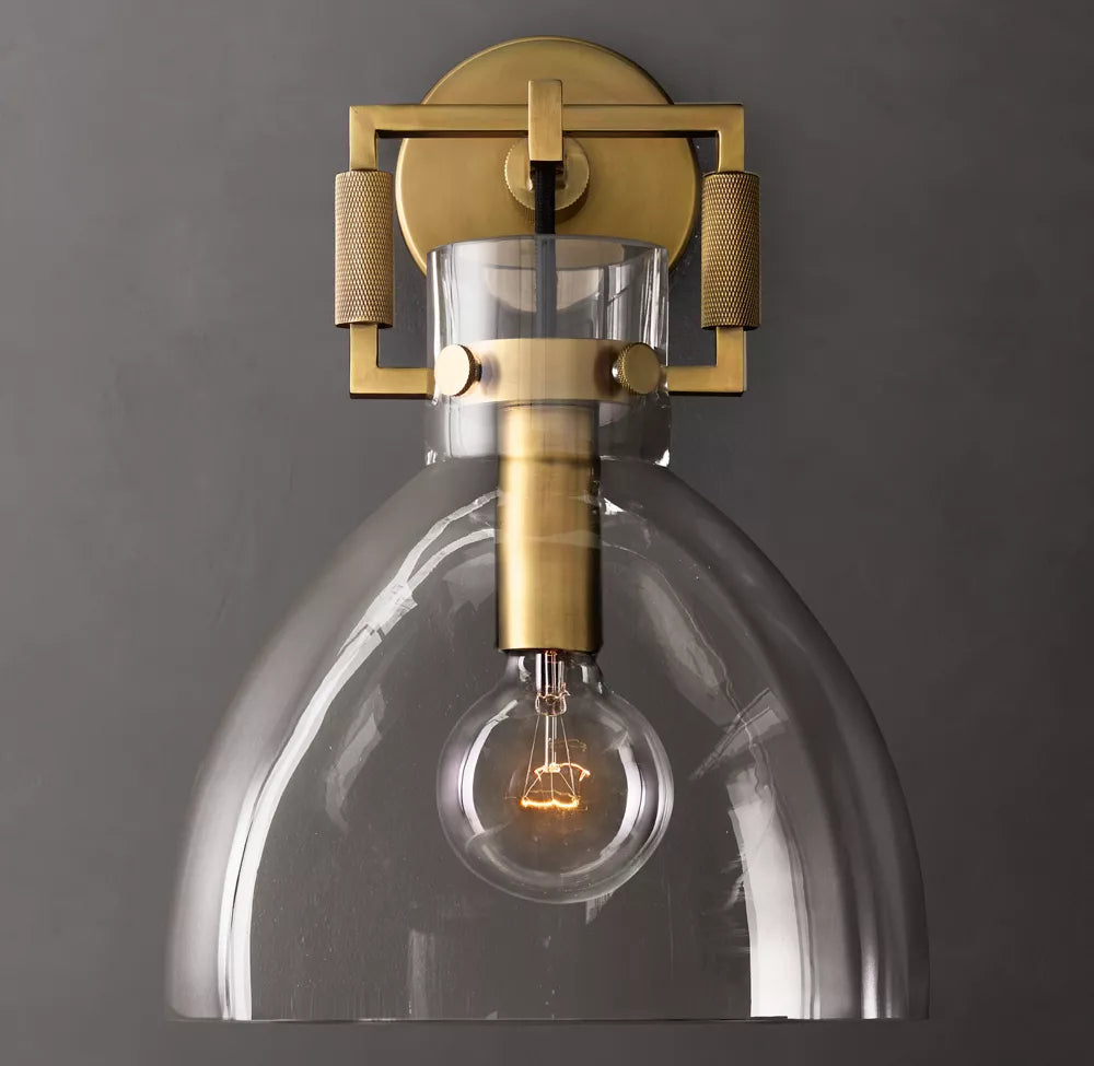 Machinist Glass Cloche Sconce 10 inch