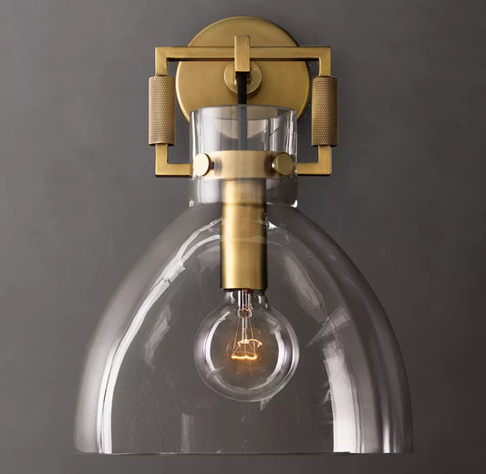 Machinist Glass Cloche Sconce 10 inch