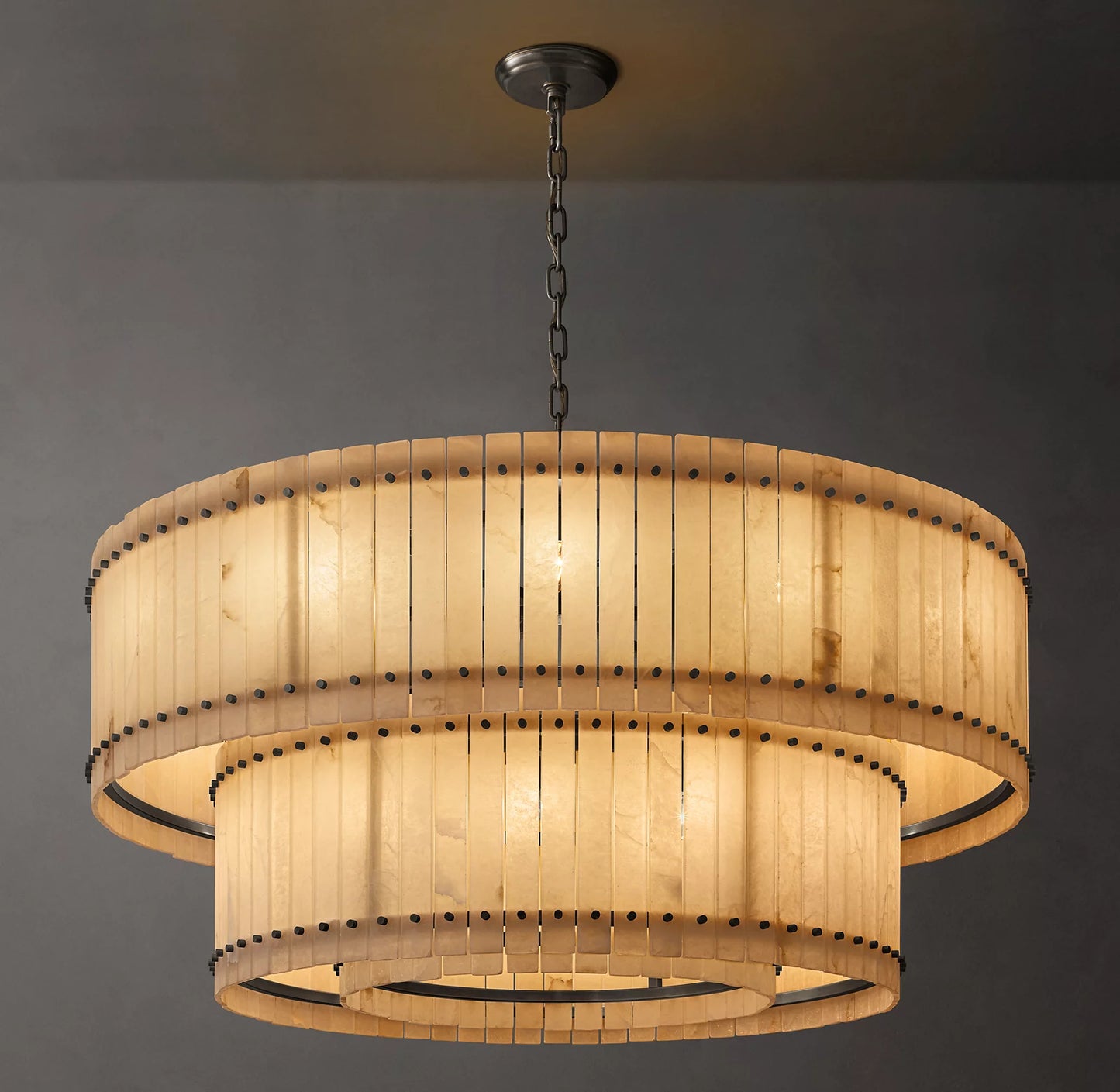 San Marco Alabaster Two-Tier Round Chandelier 60 inch