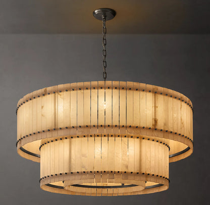 San Marco Alabaster Two-Tier Round Chandelier 60 inch
