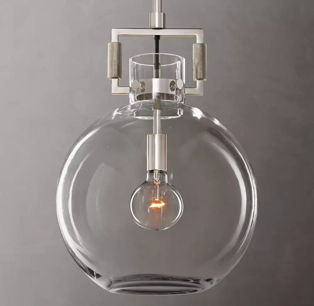 Machinist Glass Globe Pendant 10 inch