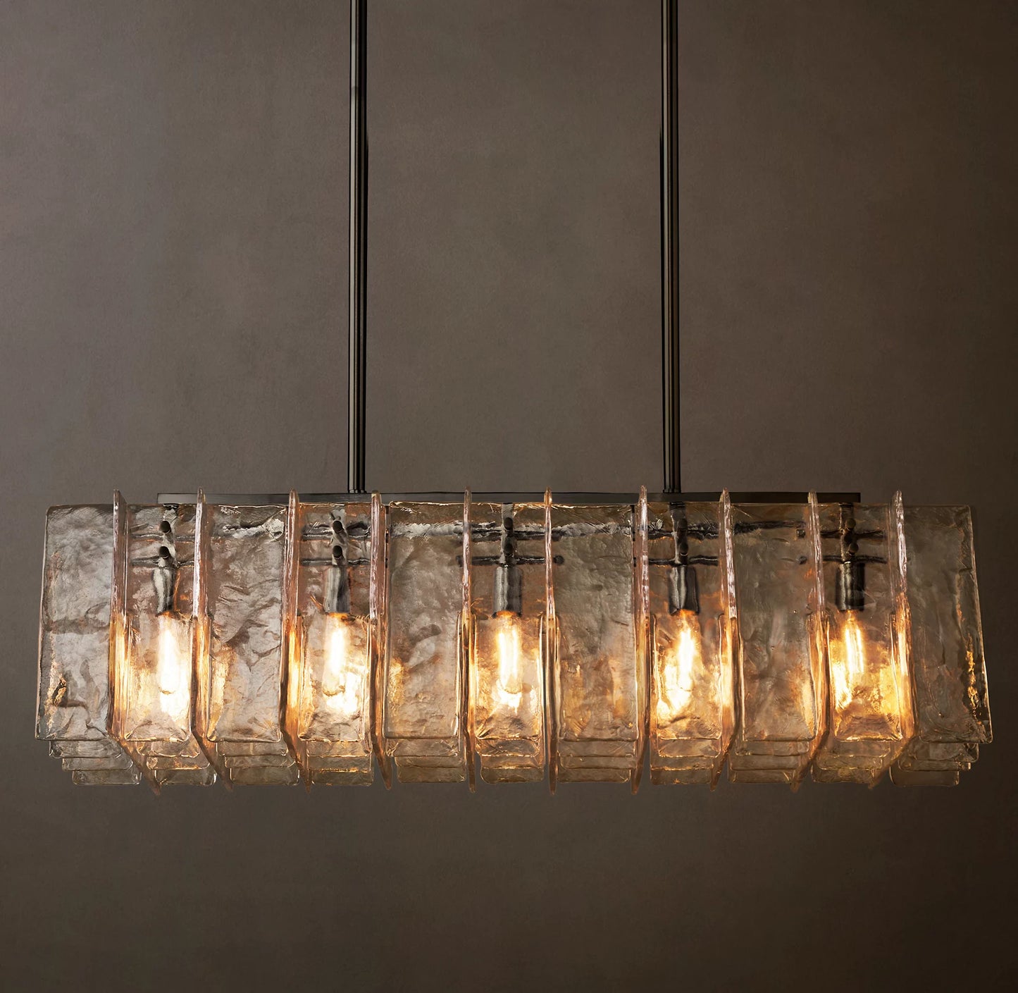Lattice Clear Glass Rectangular Chandelier 67 inch