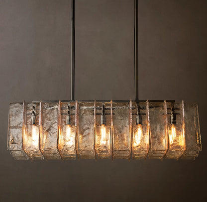 Lattice Clear Glass Rectangular Chandelier 67 inch