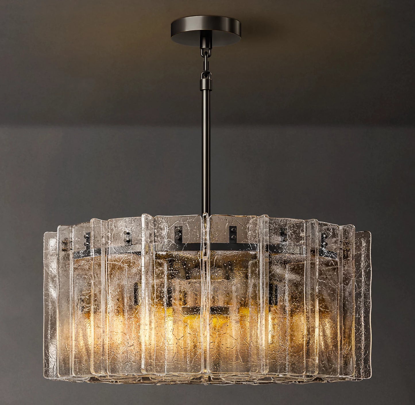 Lattice Clear Glass Round Chandelier