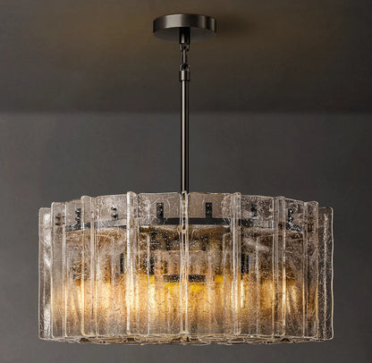 Lattice Clear Glass Round Chandelier
