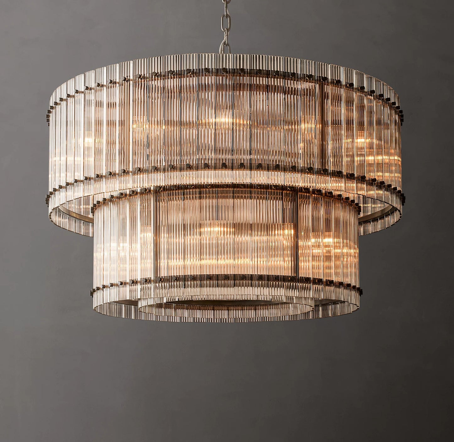 San Marco Glass Two-Tier Round Chandelier 48 inch