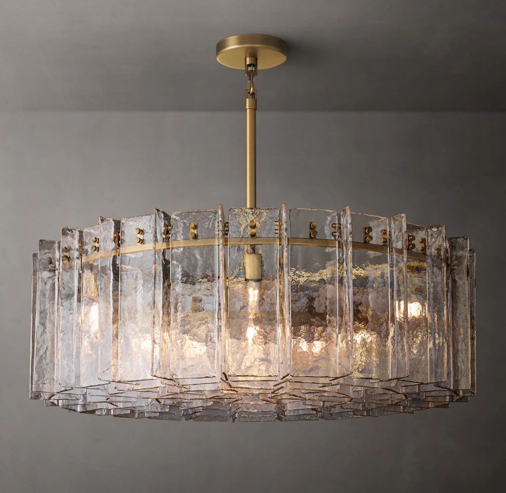 Lattice Clear Glass Round Chandelier