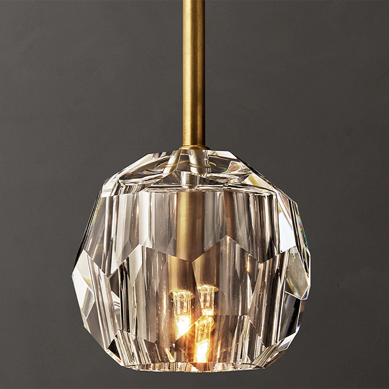 Crystal Ball Clear Glass Rod Pendant 5 inch