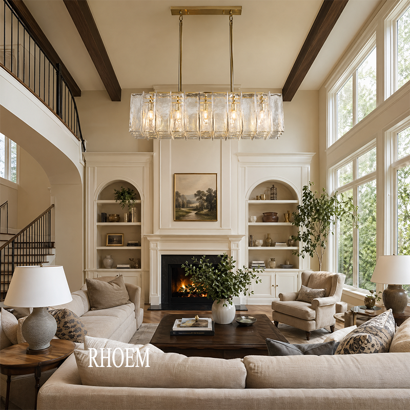 Lattice Clear Glass Rectangular Chandelier 67 inch