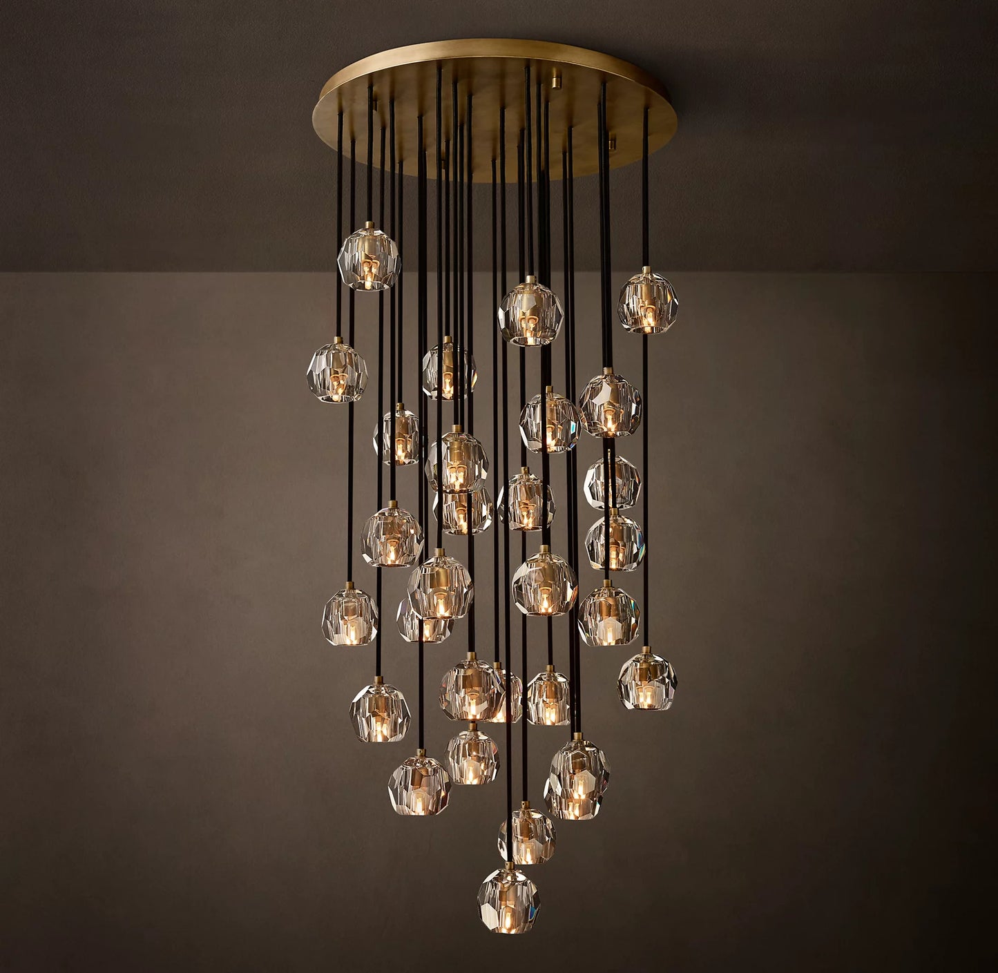Crystal Ball Clear Glass Round Cluster Chandelier 14 inch