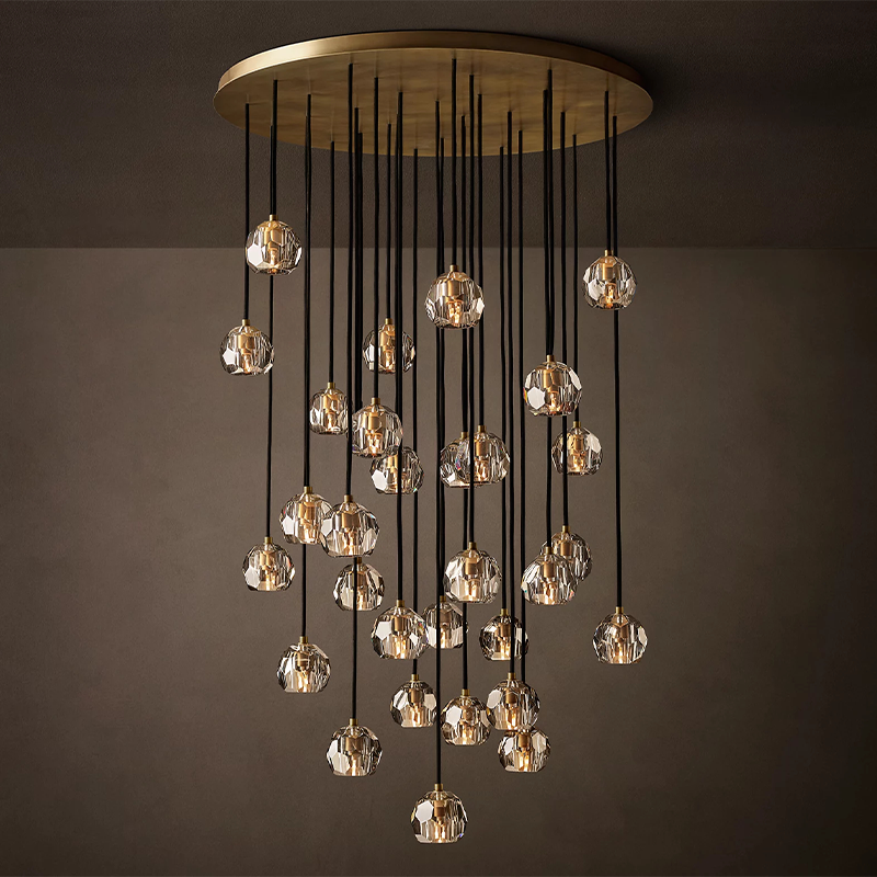 Crystal Ball Clear Glass Round Cluster Chandelier 14 inch