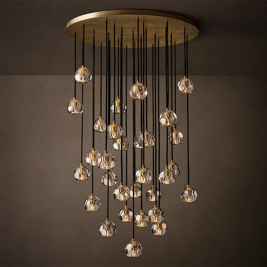 Crystal Ball Clear Glass Round Cluster Chandelier 40 inch
