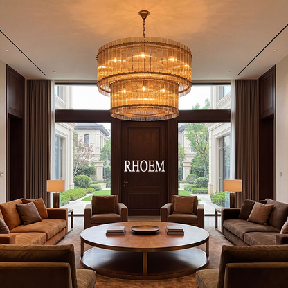 San Marco Glass Two-Tier Round Chandelier 48 inch