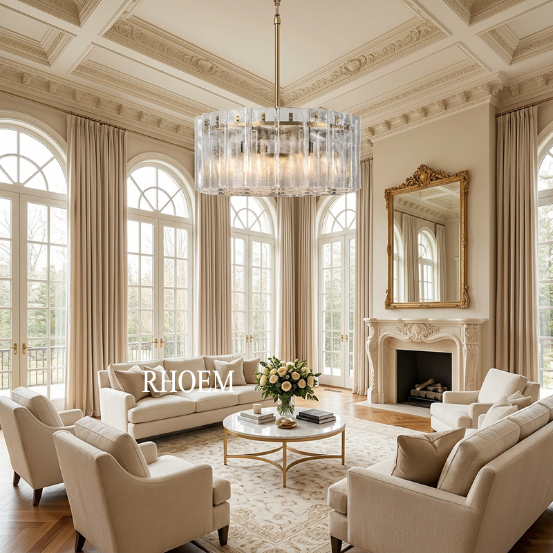 Lattice Clear Glass Round Chandelier
