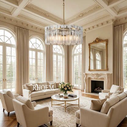 Lattice Clear Glass Round Chandelier