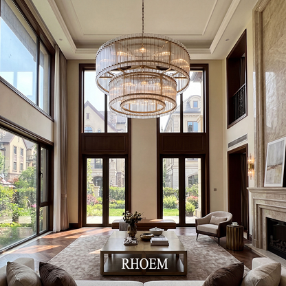 San Marco Glass Two-Tier Round Chandelier 48 inch