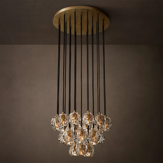 Crystal Ball Clear Glass Round Cluster Chandelier 24 inch