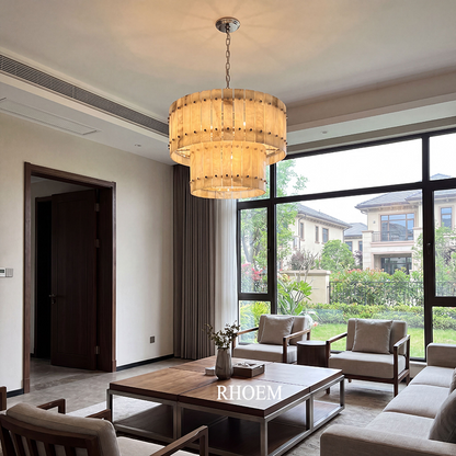 San Marco Alabaster Two-Tier Round Chandelier 60 inch