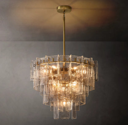 Lattice Clear Glass Tiered Round Chandelier 36 inch