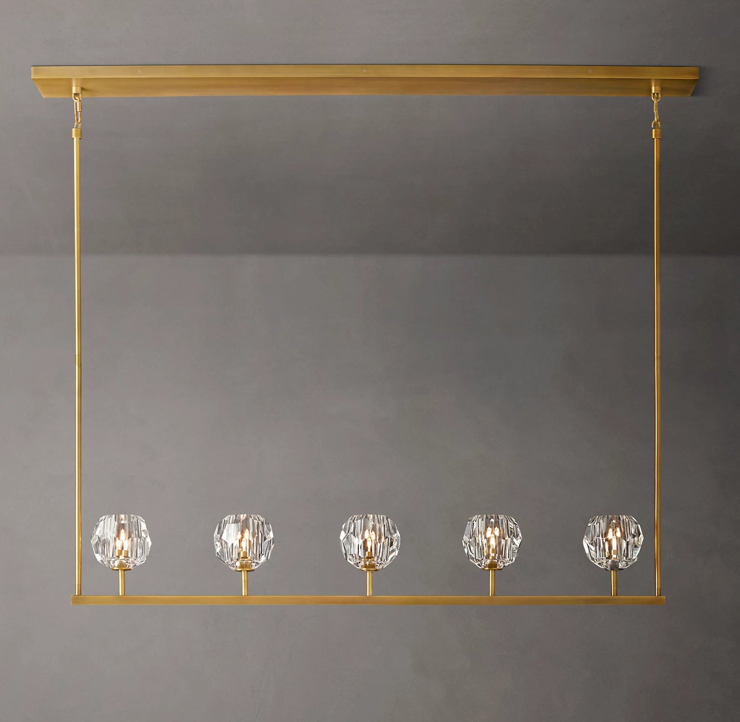 Crystal Ball Clear Glass Linear Chandelier 48 inch