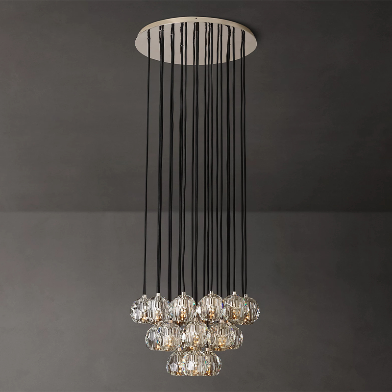 Crystal Ball Clear Glass Round Cluster Chandelier 14 inch