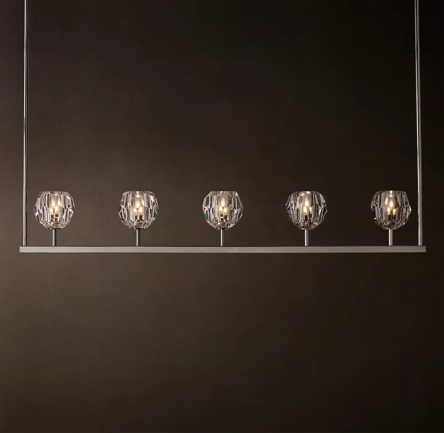 Crystal Ball Clear Glass Linear Chandelier 48 inch
