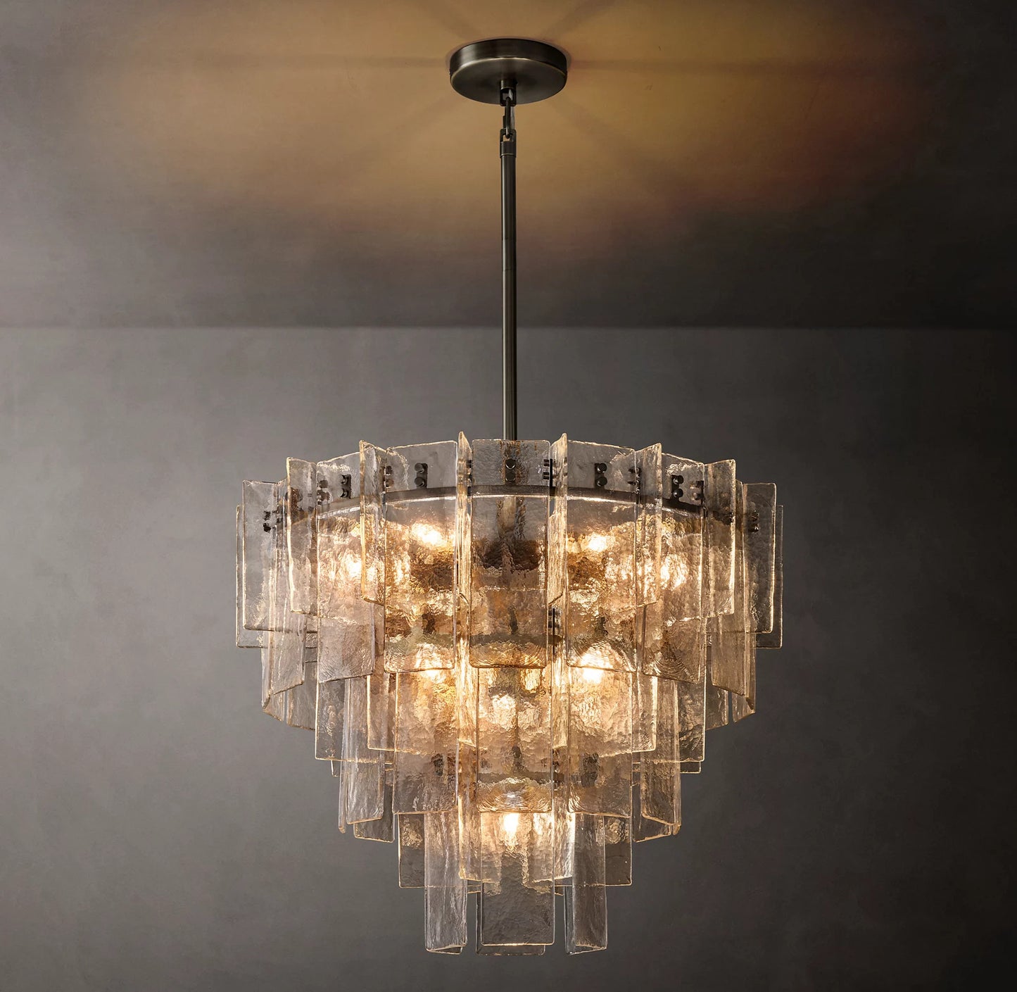 Lattice Clear Glass Tiered Round Chandelier 36 inch