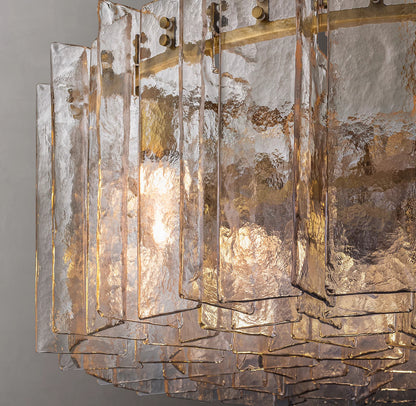 Lattice Clear Glass Round Chandelier