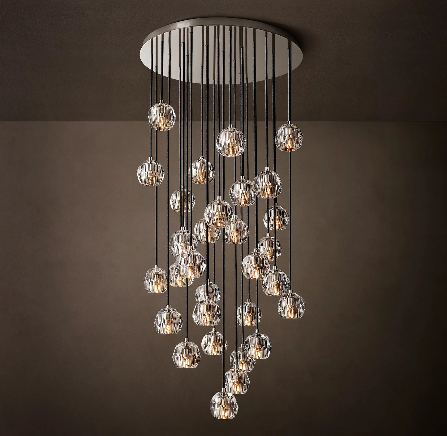 Crystal Ball Clear Glass Round Cluster Chandelier 14 inch